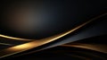 Abstract black and golden wavy metallic background. 3d render illustration Generative AI