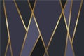 Abstract black, gray and dark blue vector background with shiny metallic golden lines Royalty Free Stock Photo
