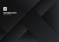Abstract black and gray geometric shape overlapping 3D dimension background. Template modern flat material dark color