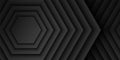 Abstract black hexagonal overlap layer background, hexagon shape pattern, dark minimal design Royalty Free Stock Photo