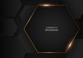 Abstract black hexagonal shapes with gold frame