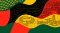 Abstract black history month red, green and yellow background