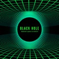 Abstract Black Hole. Illustration of deformation time and space in green colors. Destruction of matter by black hole. Vector Royalty Free Stock Photo
