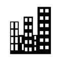 Abstract black houses silhouette on white background. Skyscrapers and blocks. Industrial city. Vector template for web, Royalty Free Stock Photo