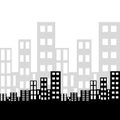 Abstract black houses silhouette on white background. Skyscrapers and blocks. Industrial city. Vector template for web, Royalty Free Stock Photo