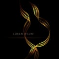 Abstract black illustration, isolated gorgeous golden hue wave patterns