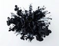 Abstract Black Ink Explosion on White Background Top Down Perspective Royalty Free Stock Photo
