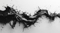 Abstract black ink splash on white background - generative ai Royalty Free Stock Photo
