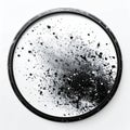 Abstract Black Ink Splatter In Circular Frame On White Background Royalty Free Stock Photo