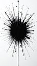 Abstract Black Ink Splatter Explosion Starburst on White Background Royalty Free Stock Photo