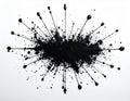 Abstract Black Ink Splatter Explosion on White Background Dynamic Burst Royalty Free Stock Photo