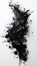 Abstract Black Ink Splatter Explosion on White Background Vertical Royalty Free Stock Photo