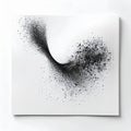 Abstract Black Ink Swirl Pattern on White Canvas in Square Frame Royalty Free Stock Photo