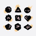 Abstract black inky hand drawn shapes icons set Royalty Free Stock Photo