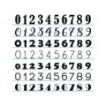 Abstract black isolated silhouette and line assorted math numbers, zero to nine icons set design element on white