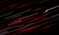 Abstract black line cyber circuit dynamic slash red light power on silver design ultramodern futuristic technology background Royalty Free Stock Photo