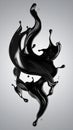 Abstract black liquid splash in dynamic motion against a light background Royalty Free Stock Photo