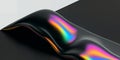 Abstract Black Liquid Wave with Iridescent Rainbow Shimmer Effect Modern Digital Art Royalty Free Stock Photo