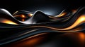 Abstract black luxury geometric background with flowing lines and waves. Modern shiny yellow wavy lines on black color