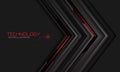 Abstract black metallic circuit red cyber arrow direction geometric on grey design modern futuristic technology background vector Royalty Free Stock Photo