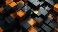an abstract black and orange background with cubes Royalty Free Stock Photo
