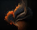 Abstract black, orange and blue tones painting background. Thick paint Light black splatter. Realistic and naturalistic textures. Royalty Free Stock Photo