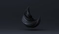 Abstract black paint 3d wave, abstract shapes of black stroke spash close-up. Geometric digital art. Twisted shape in motion. 3D Royalty Free Stock Photo