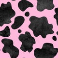 Abstract black and pink cow spots seamless pattern background Royalty Free Stock Photo