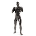 Abstract black plastic human body mannequin over white background. Fighting pose Royalty Free Stock Photo