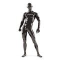 Abstract black plastic human body mannequin over white background. Standing pose