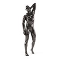 Abstract black plastic human body mannequin over white background. Standing pose Royalty Free Stock Photo
