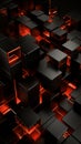 an abstract black and red background with glowing cubes Royalty Free Stock Photo