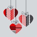 Abstract black and red decorative heart set. Royalty Free Stock Photo