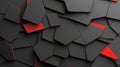 Abstract black and red geometric shapes create sleek modern design overlapping polygons form dynamic pattern adding depth and Royalty Free Stock Photo
