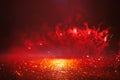 abstract black, red and gold glitter background with fireworks Royalty Free Stock Photo