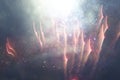 abstract black, red and gold glitter background with fireworks Royalty Free Stock Photo