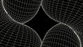 Abstract black rhombus with chequered fibers around on a black background, seamless loop. Design. Colored grid around