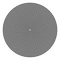 Abstract black round shape on white background. Optical illusion of distorted surface. Twisted stripes in circle. Stylized 3d Royalty Free Stock Photo