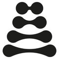 Abstract black shapes. Symmetrical layered design. Geometric vector composition. Minimalist stacked elements.