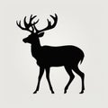 Abstract Black Silhouette Of A Detailed Deer On Light Background