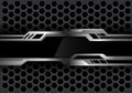 Abstract Black Silver Futiristic Banner On Dark Gray Hexagon Mesh Design Modern Background Technology Vector