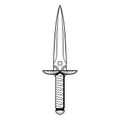 Abstract Black Simple Line Metal Sword Knife Dagger Blade Weapon Doodle Outline Element Vector Design Style Sketch Isolated