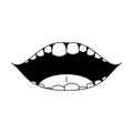 Abstract Black Simple Line People Human Smile Open Mouth With Teeth And Tongue Doodle Outline Element Vector Design Style Sketch Royalty Free Stock Photo