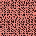 Abstract Black Speckle Pattern on Vibrant Coral Background