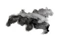 Abstract black splashes on white watercolor paper. monochrome image.