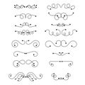 Abstract black thin line curly headers. Retro design element set on white background. Royalty Free Stock Photo