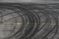 Abstract of Black tire wheels caused by Drift car on the road