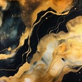 abstract black and white background with gold veins and stains, stone texture, alcohol ink Royalty Free Stock Photo