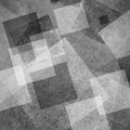 Abstract black and white background of layers of intersecting diamond blocks rectangles and squares floating in random pattern