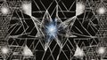 abstract black white background Merkabah art sacred and futuristic style. The art has a black background and a white border